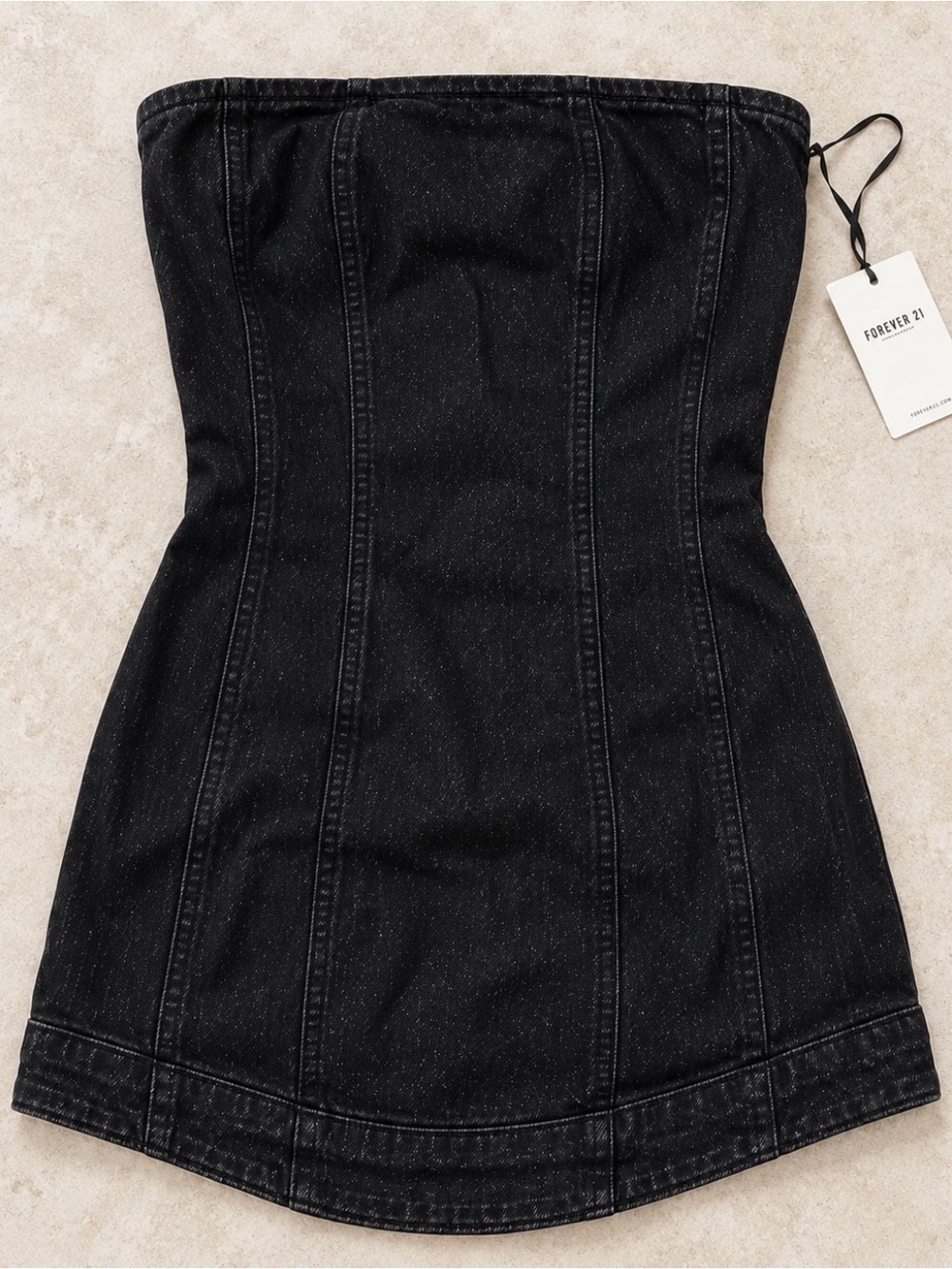 Forever 21 Black Strapless Denim Mini Dress